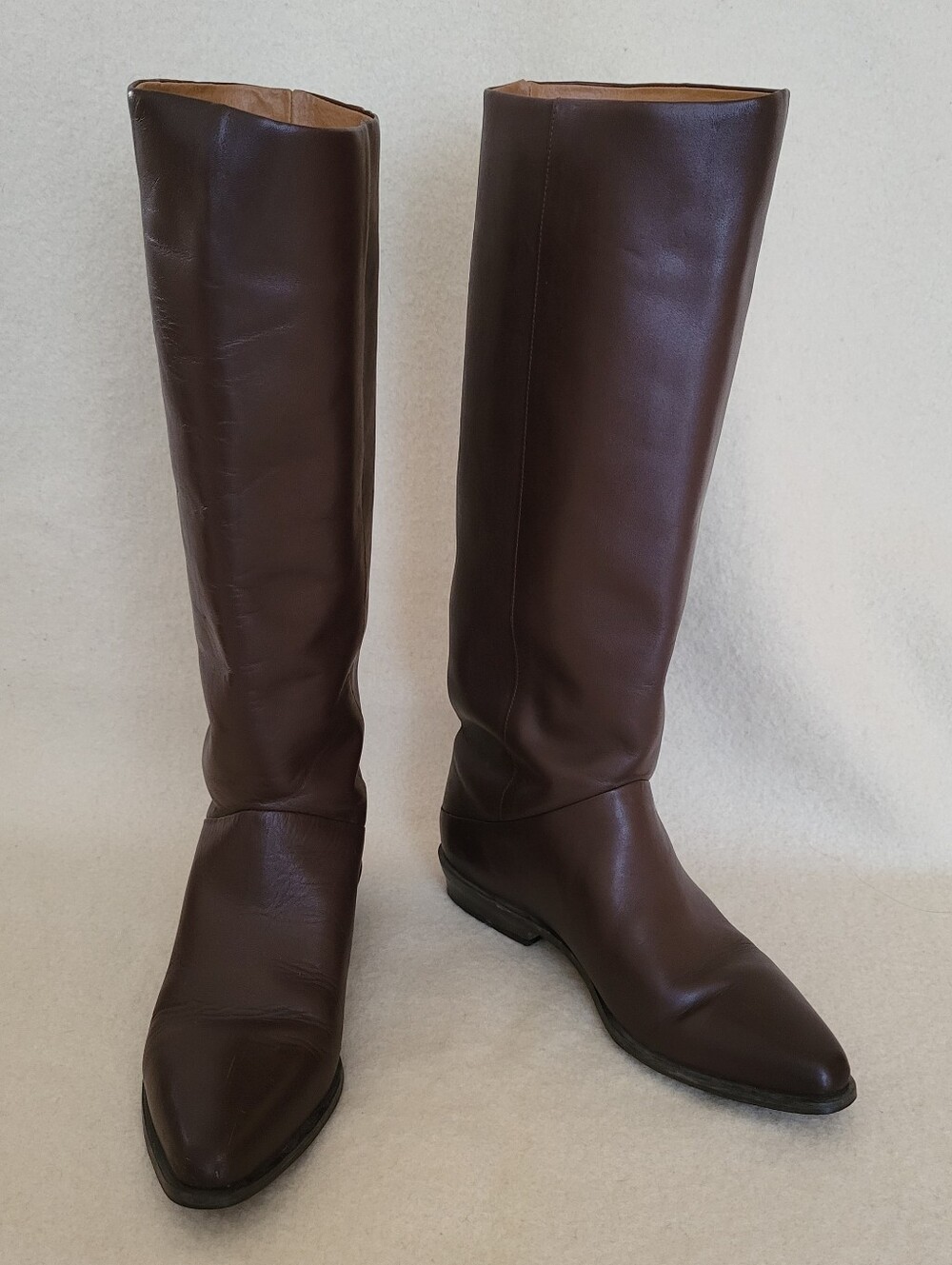 Vintage Brown Leather Riding Boots Made in Uruguay Size 8.5 Low Heel
